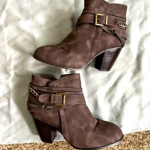 Charlotte Russe Brown Ankle Booties with Chunky Heel